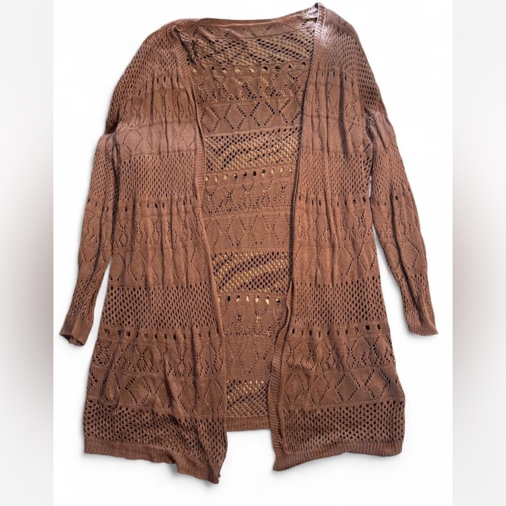 SHEIN Brown Open-Knit Cardigan